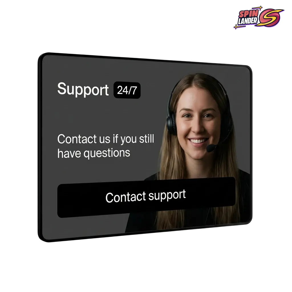 Spinlander Canada contact options including live chat, email, and social media support in English and French